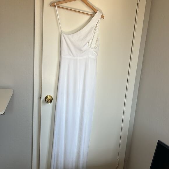 Katie May X Revolve A Cut Above One Shoulder Gown Size Small NWT Ivory - Picture 6 of 7